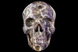Huge, Realistic, Carved Chevron Amethyst Skull #111220-1